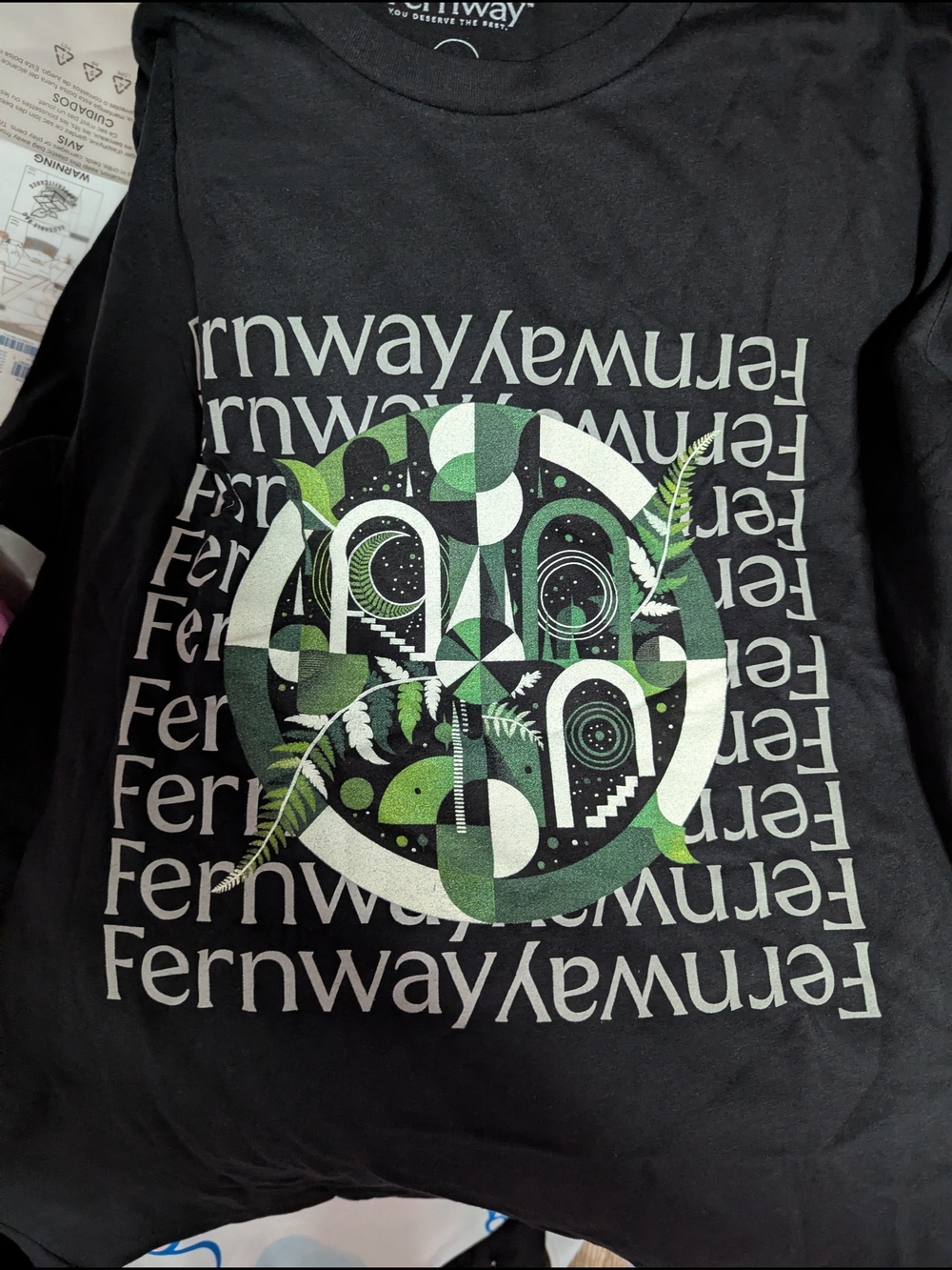 Fernway Graphic Tee - Black with Green Circular Design